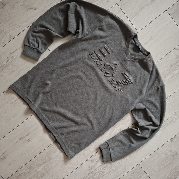 Sweter EA7 Emporio Armani XXL Swetr bluza oversized Męska Szara long