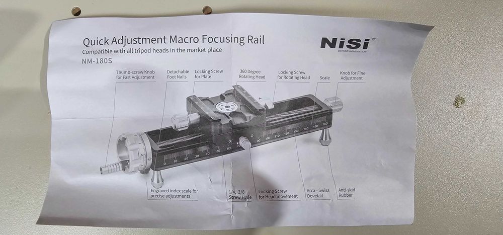 Carril manual para fotografia macro NISI-180S,  como novo