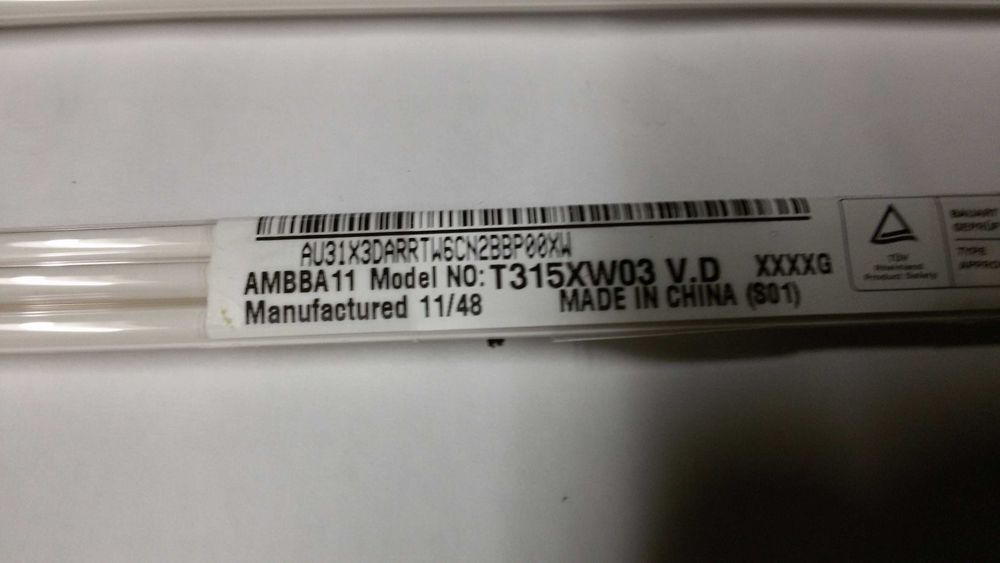 kit completo e original de lampadas para painel t315xw03 v.d