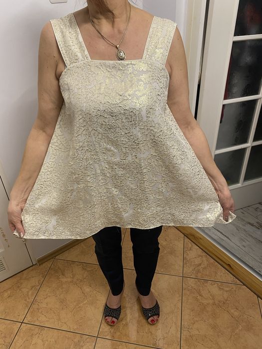 Massimo Dutti jedwabny top bluzka złota nitka silk seta 38 M 40