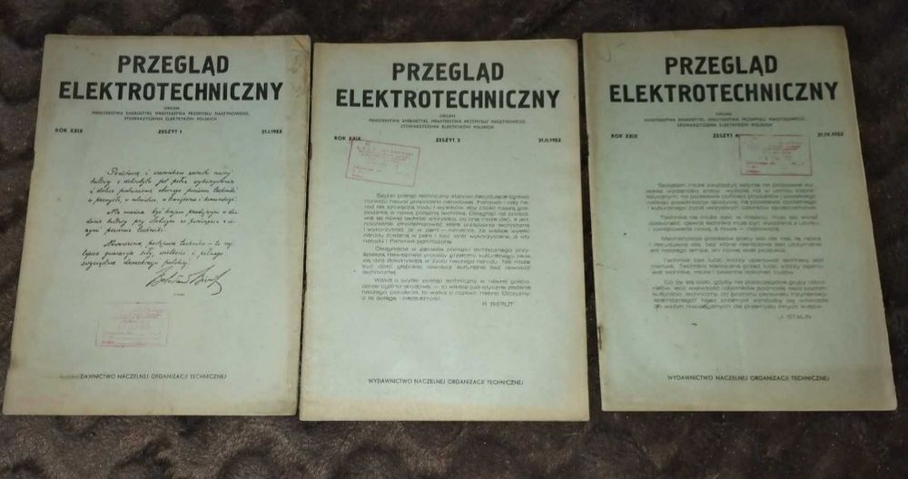 Czasopismo, gazety, Przegląd elektrotechniczny, rok 1952