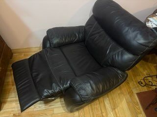 Fotel lub dwa rzkładany z funkcją spania, skórzany, czarny