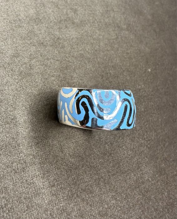 Anel em prata e esmalte azul