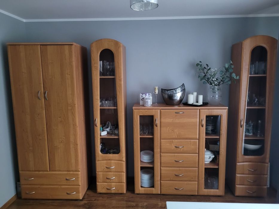 Meble pokojowe z płyty MDF jasna komoda witrynka szafa