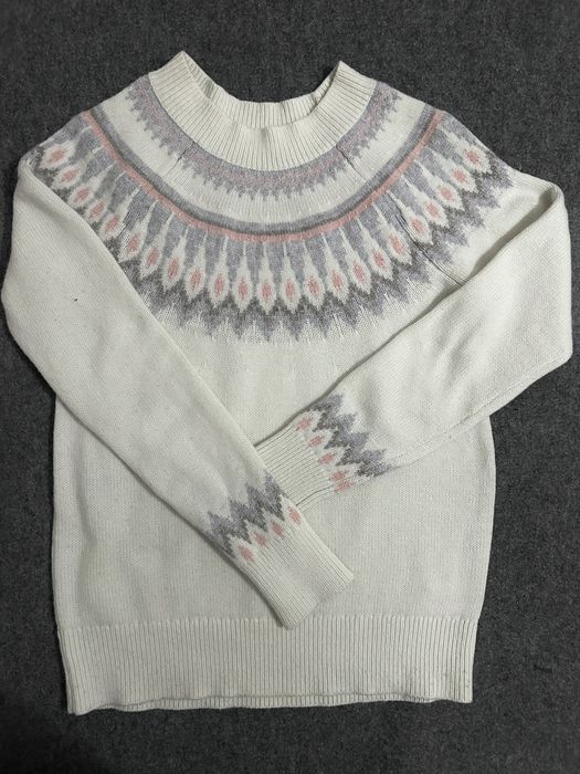 Świąteczny sweter damski S Boden #norweskiwzor wełniany biały