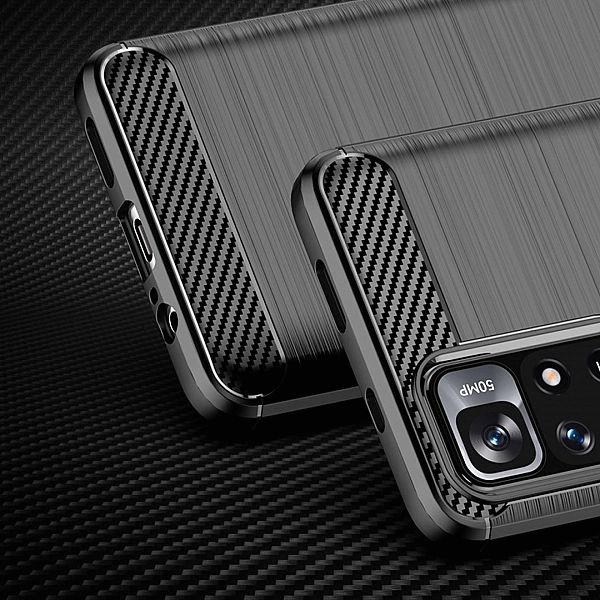 Carbon Case elastyczne etui pokrowiec Poco M4 Pro 5G czarny
