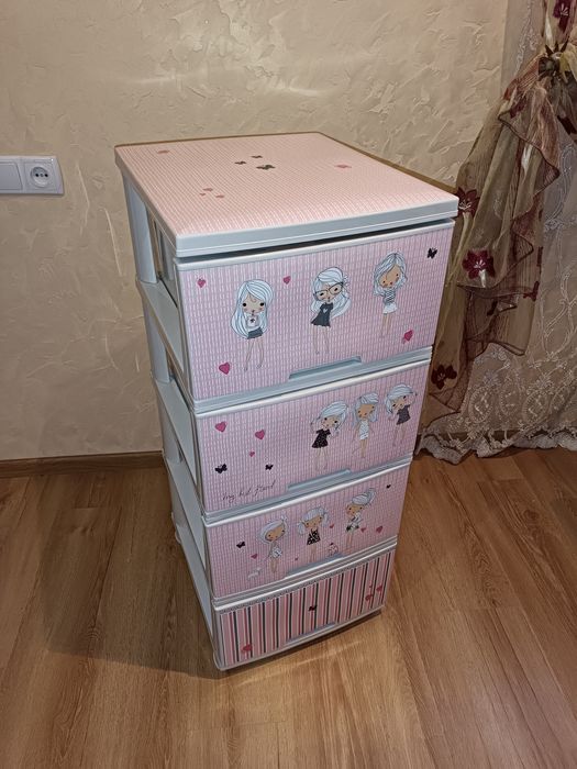 Дитячий пластиковий комод Алеана з малюнком Дівчата "Біла Роза"