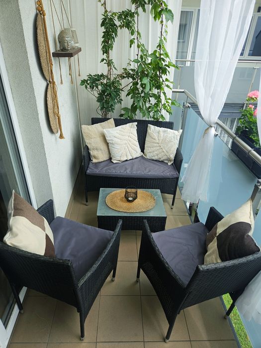 Meble ogrodowe – Kanapa + 2 fotele + stolik