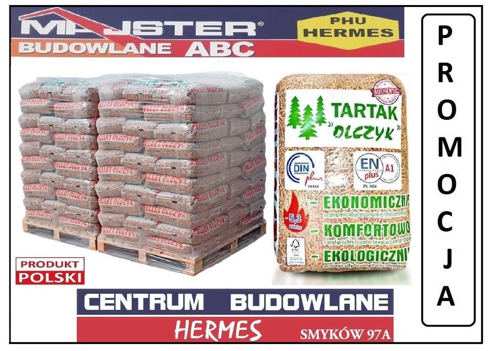 Pellet sosnowy workowany Tartak OLCZYK A1 Certyfikat  ENplus (Gold  Dankros, Let's) Hermes