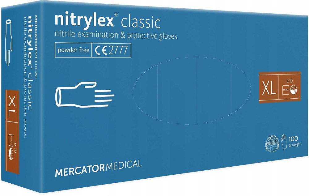 Rękawice nitrylowe 100 sztuk / niebieskie / rozmiar: 10 - xl / nitryle