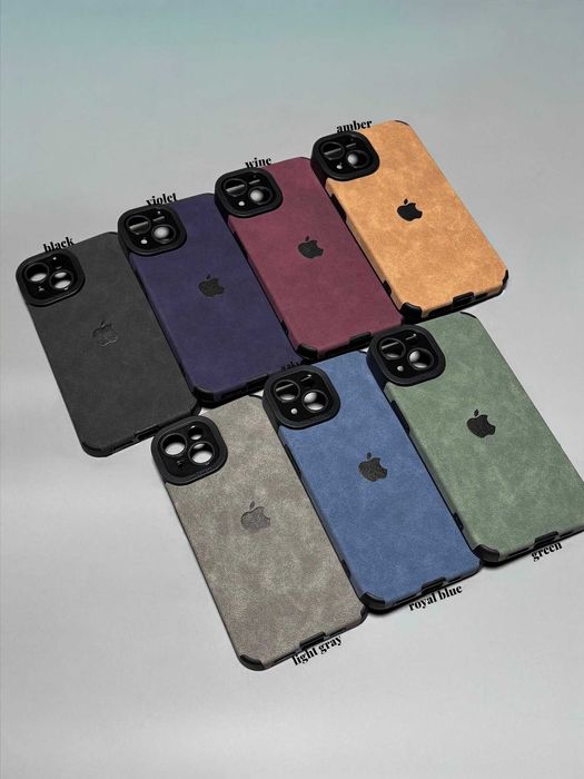 Зелений силіконовий чохол вельвет еко-замш з логотипом на айфон iPhone