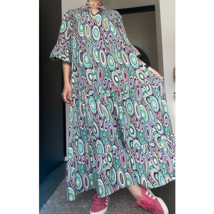 Długa/maxi fioletowo-niebieska sukienka, hippie, na lato, XL/XXL