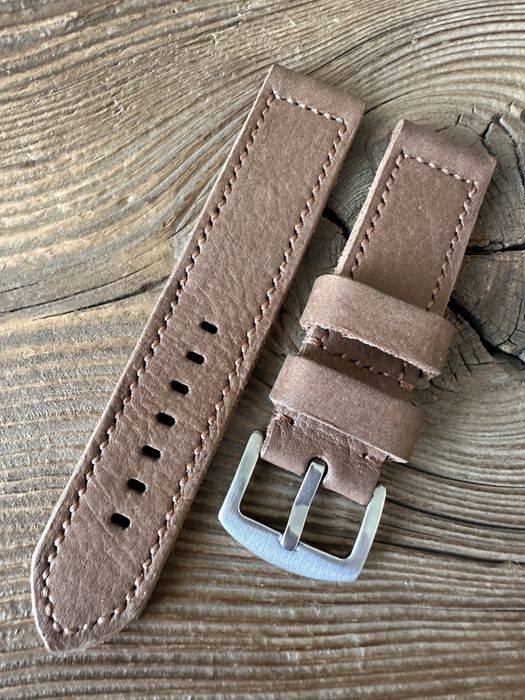 Pasek do zegarka 22 mm brązowy handmade skóra naturalna ręcznie robiony