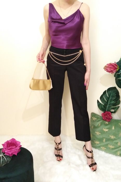 Quiet Luxury Elegant Black pants Czarne eleganckie spodnie na kant