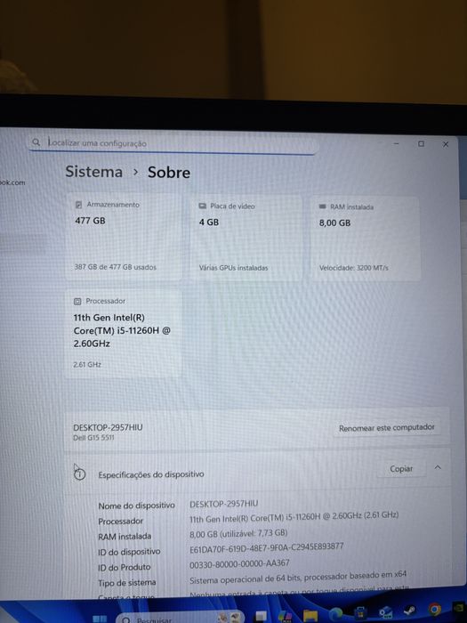 Portatil Gaming Dell G15 - RTX 3050