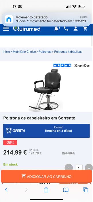 Cadeira de cabeleireiro reclimavel