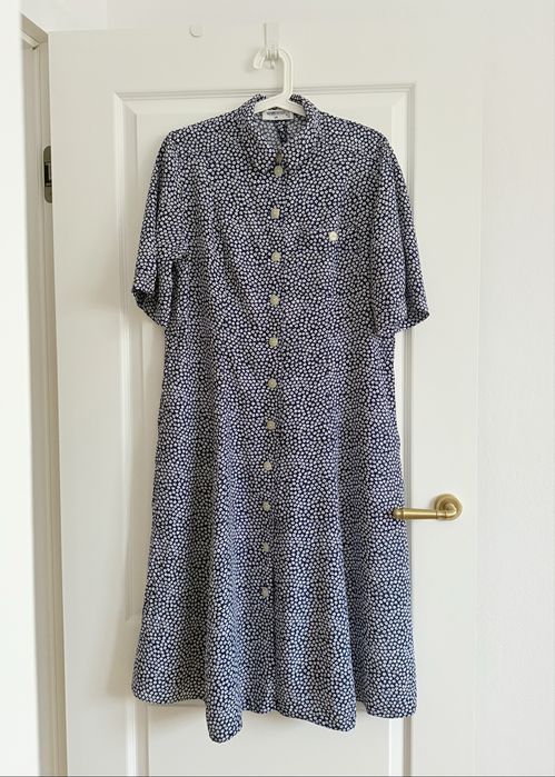 Sukienka midi koszulowa szmizjerka rozkloszowana vintage PRL