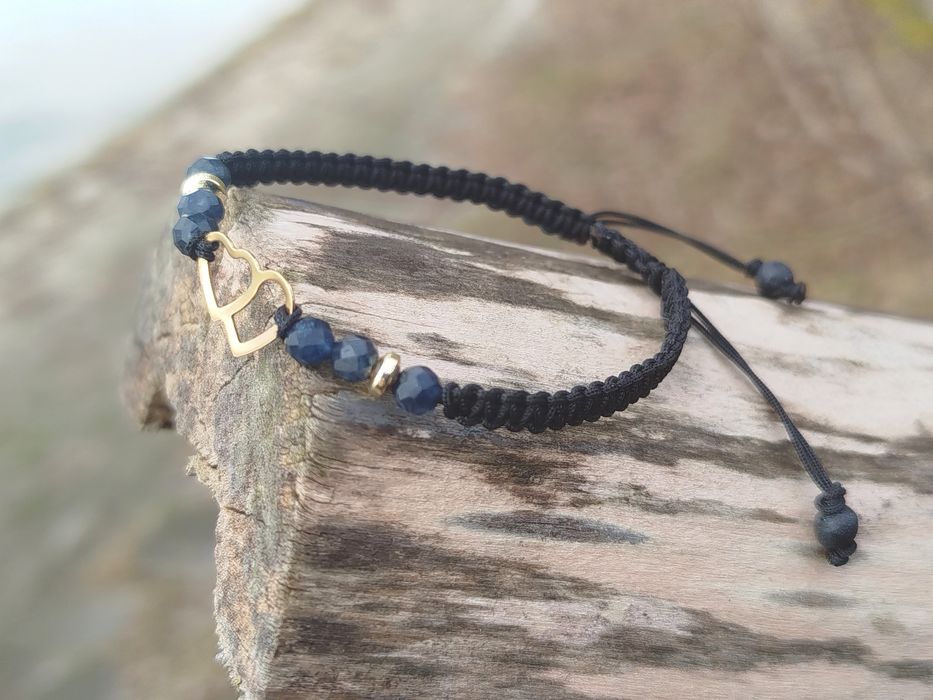 Dwa SERCA bransoletka, kamienie naturalne: SZAFIR, Hematyt, Lawa