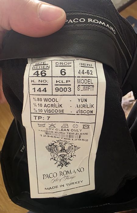 Fato Completo Smoking Paco Romano (80% Lã) Slim Fit – Como Novo