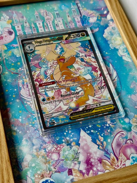 Pokémon Ramka Natural – Mega Dragonite ex ASC 290 - NO CARD ! | extendet art | 13x18 | UV Protect