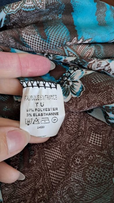 Zwiewna sukienka midi na ramiączkach brązowo turkusowa 36/38 kod928
