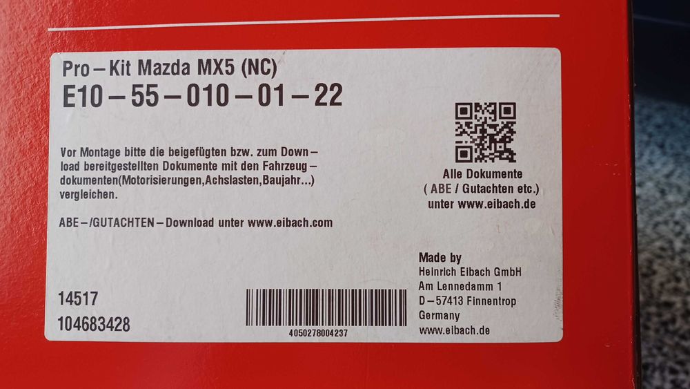 molas eibach para mazda mx5 nc 3ªgeração