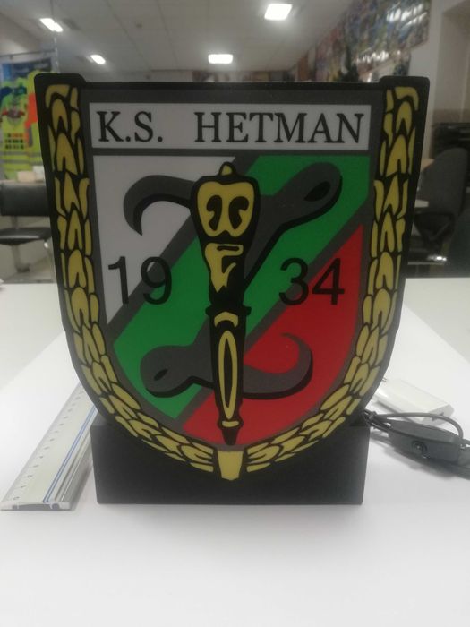 Herb klubu Hetman Zamość. Lampka led na biurko.