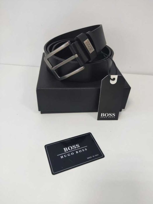 HUGO BOSS Męski pasek firmowy, skóra naturalna, Włochy 502