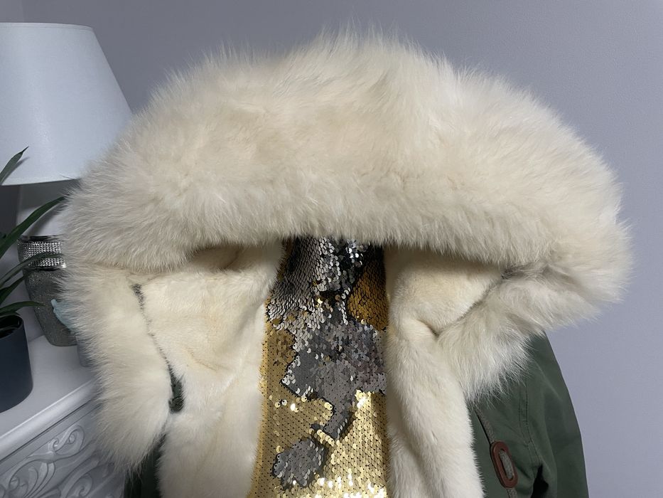 Futro naturalne lis norka Parka kurtka