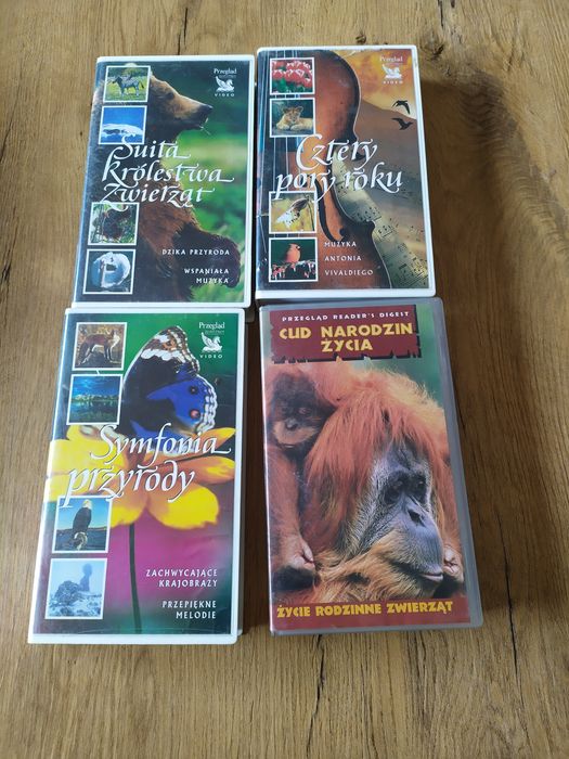 Kasety VHS 4 szt przyroda super stan