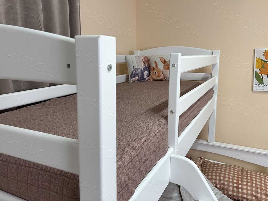 Сімейне дитяче двоповерхове ліжко Білий з матрацами 12см 120х80х200