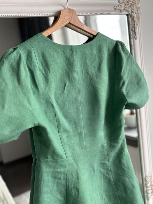 HM premium | Зелена сукня з льону | Розмір S