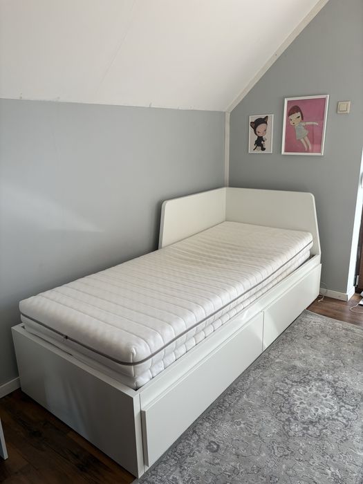 IKEA FLEKKE łóżko 80x200 z 2 materacami rozkładane do 160x200