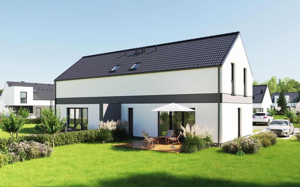 Nowy budynek 92,27 m2-z działką 500 m2.