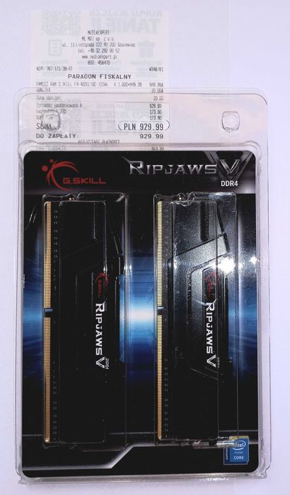 Pamięć RAM DDR4 32 GB 2x16GB 4000MHz CL18 G.Skill Ripjaws V GWARANCJA
