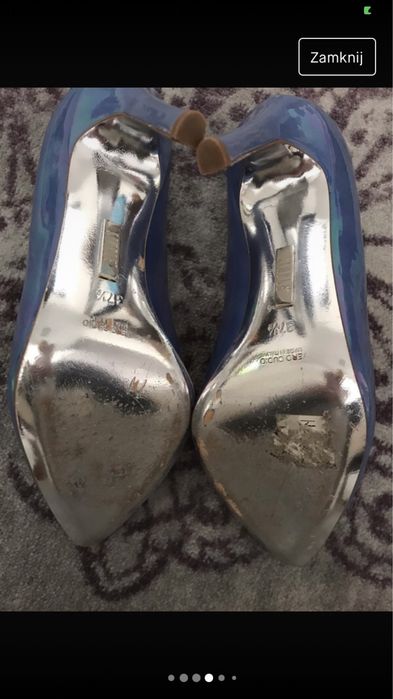Perłowe niebieskie buty skórzane rozmiar 37/5 firmy Simple