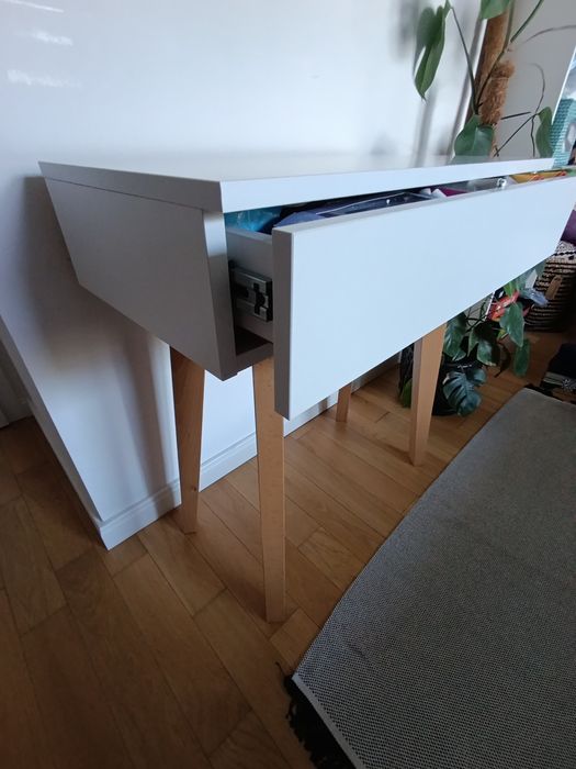 Toaletka/konsola scandi Boho biała drewno