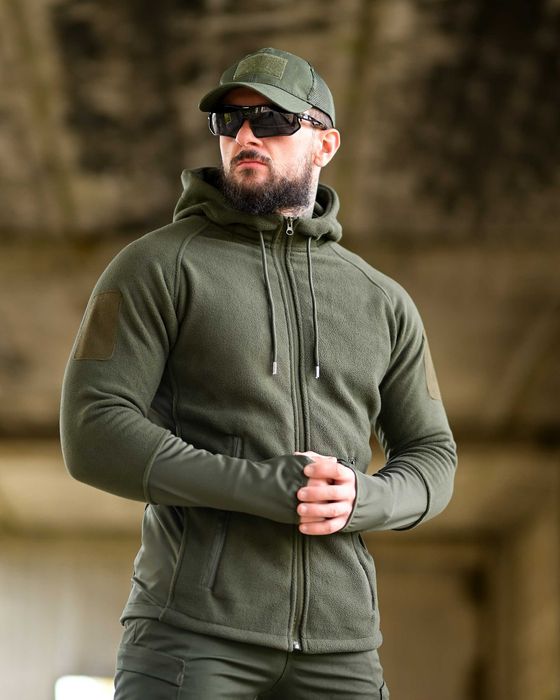 Тактична флісова кофта Tactical Олива тепла S-XXXL Без передоплати!