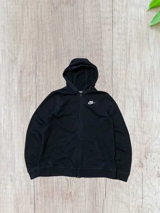 Bluza z kapturem młodzieżowa Nike hoodie zip 158 170 black Logo haft