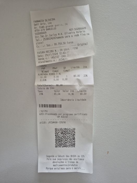 Almofada Mimos com fatura