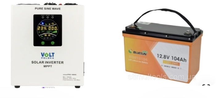 Комплект : ДБЖ Volt Polska -1000S 12V та акумулятор 100А літійзалізфат