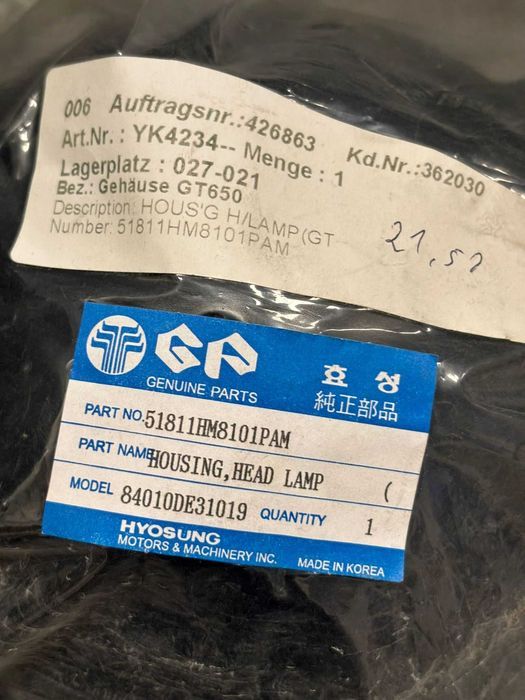 Obudowa Osłona Lampy Przód Hyosung GT 250 650 [163]