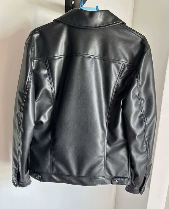Blusao motard biker casaco homem Zara Man efeito pele preto S