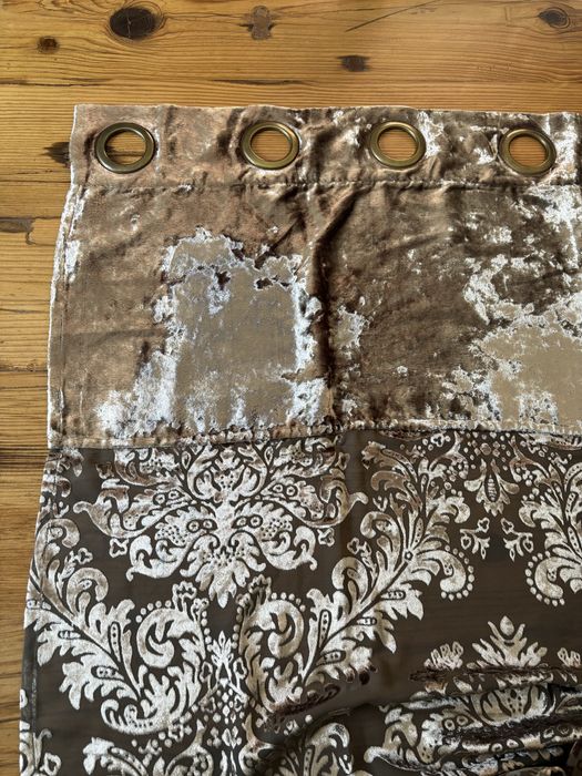 Cortinado veludo de seda e viscose beije com transparência .