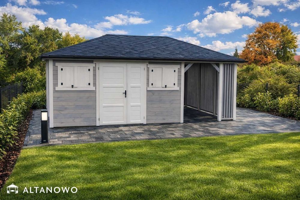 Nowoczesny domek narzędziowy, ogrodowy drewniany bez pozwolenia Rod