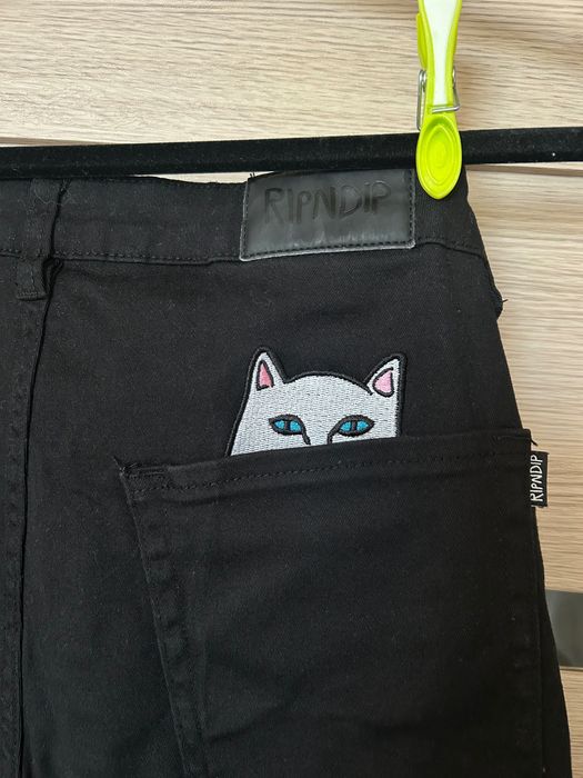 Чорні брюки Ripndip жіночі з котом в кишені, S-M