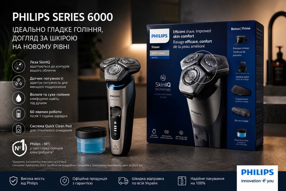 Filips 6000 Series бритва S6632/88 у комплектації Bonus Prime