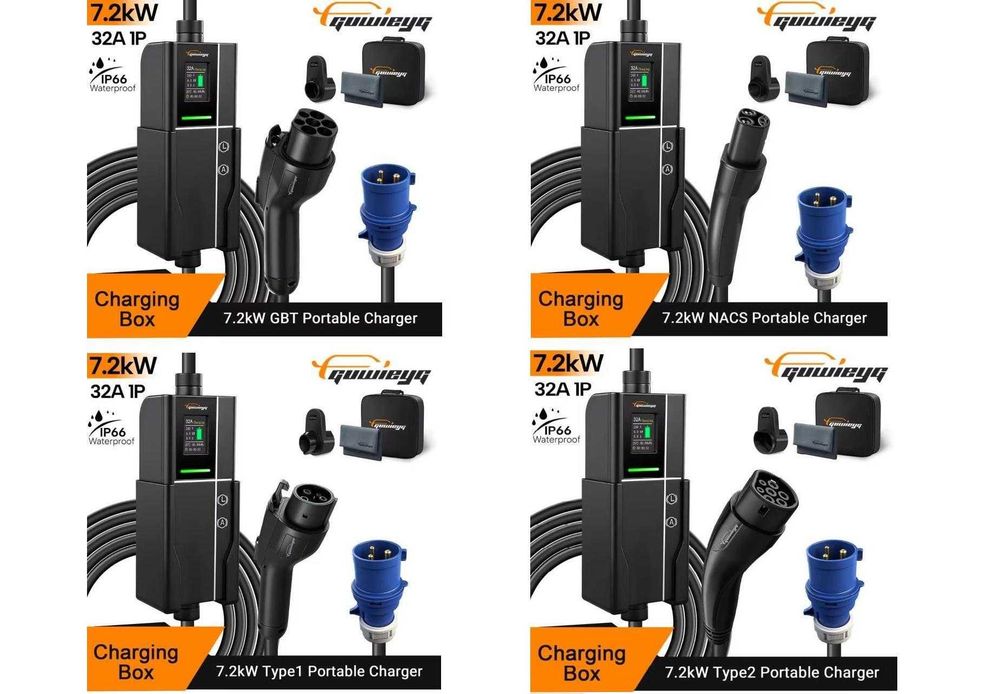 GUWIEYG Зарядное устройство для електромобилей 7.2kW 32А (Type 1 / Type 2 / Tesla / GBT)
