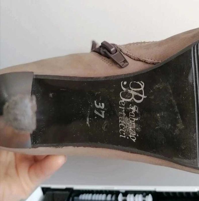 Szaro-brązowe botki, kozaczki na zameczek rozm. 37