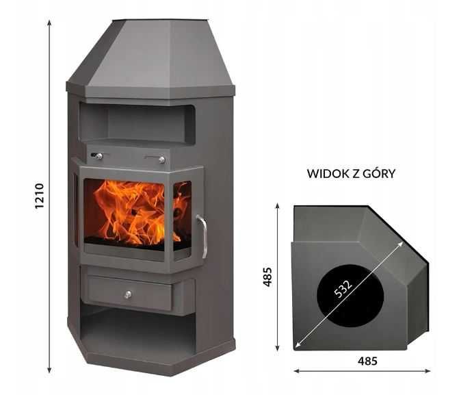 Piec kominek wolnostojący narożny Panama A  9kW ECO DESIGN READY